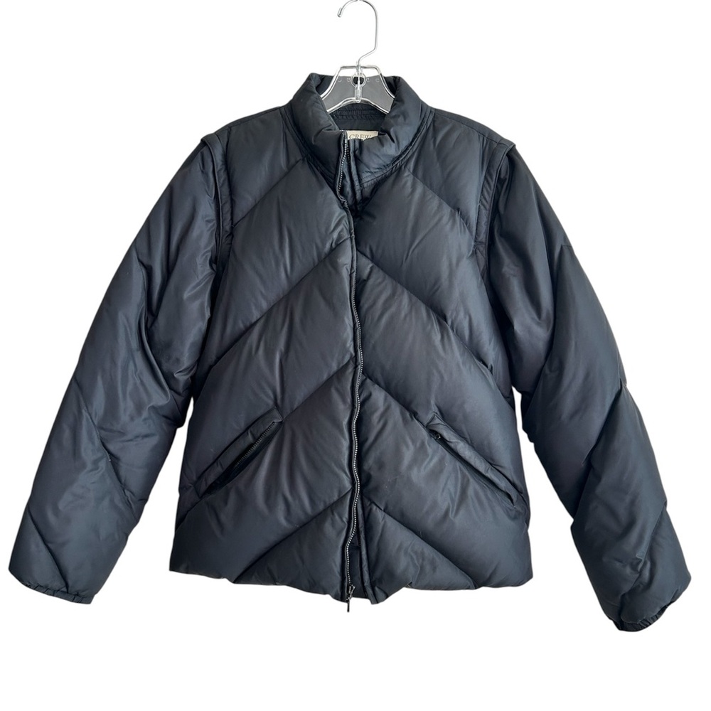 J Crew Women’s Black Puffer Jacket Vest Down Filled Cropped Quilted Size Small
